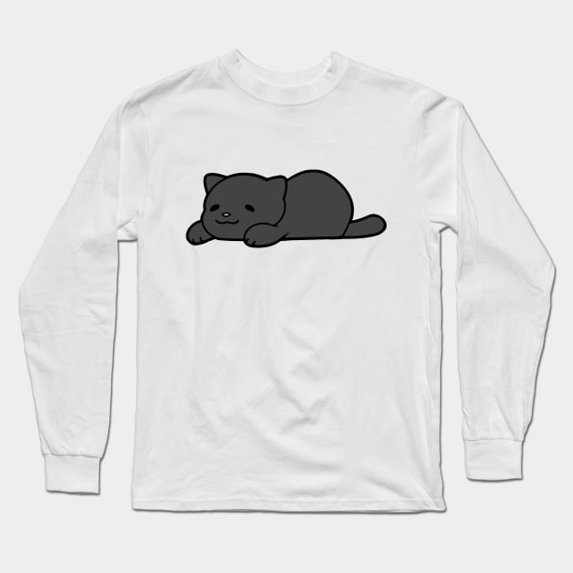 Black Chub Cat Long Sleeve T-Shirt by MissOstrich